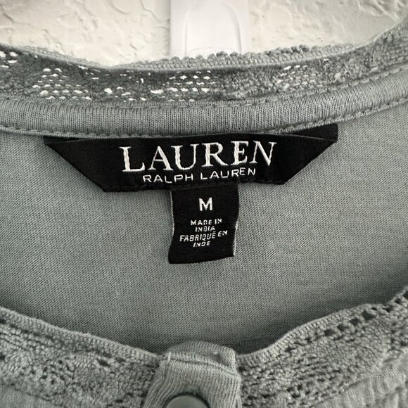Ralph Lauren Black Label Women's Eyelet Embroidered Top Size M Highland Sea READ - Picture 3 of 11